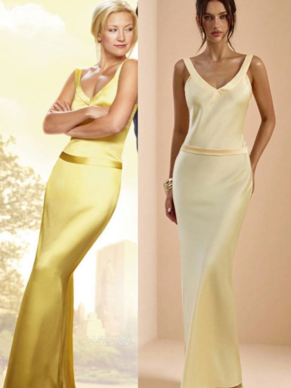 Yellow Satin Maxi Dress Criss Cross Back